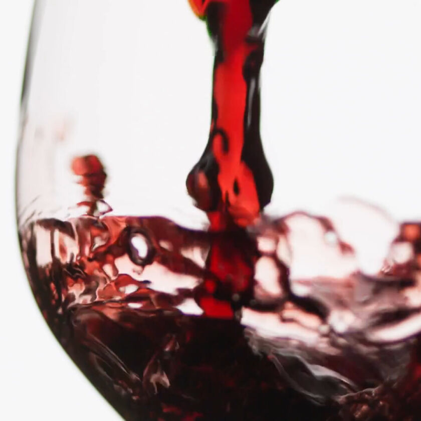 Close up of light red pour