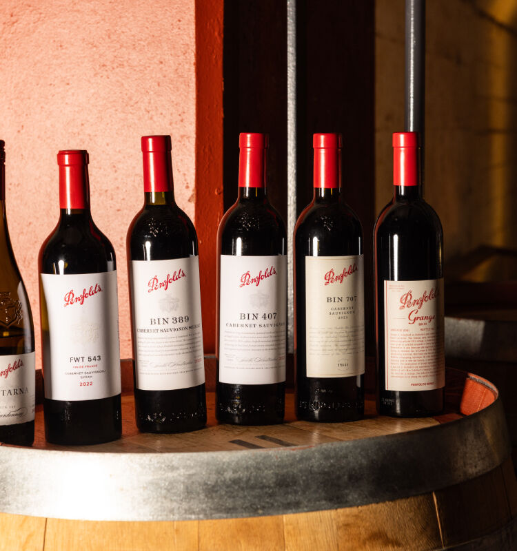 Penfolds Wines lined up