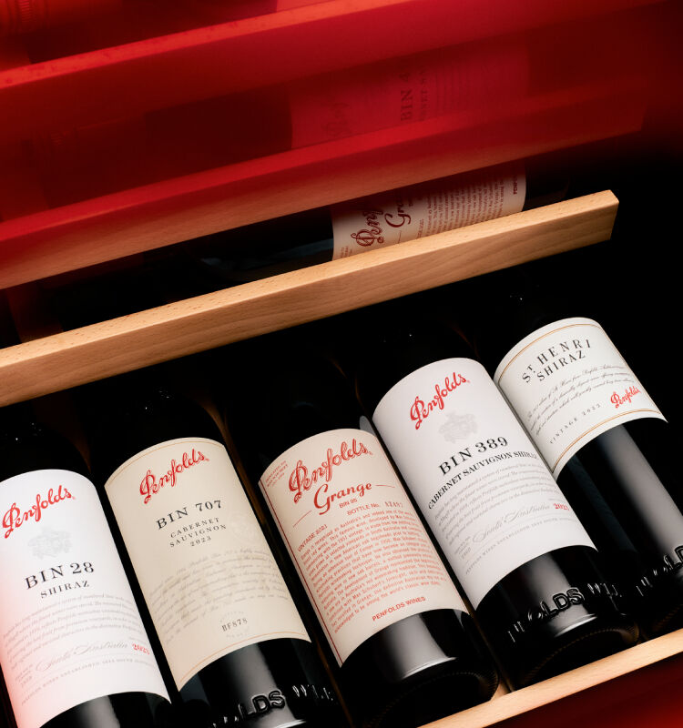 Glasses of Penfolds Wines lined up