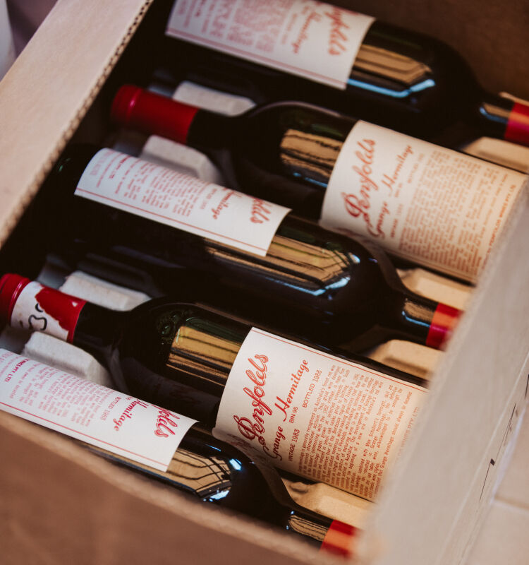Penfolds Grange in box at Recorking Clinic