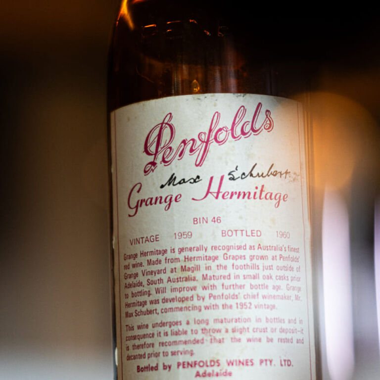 Close up of Grange 1959 label